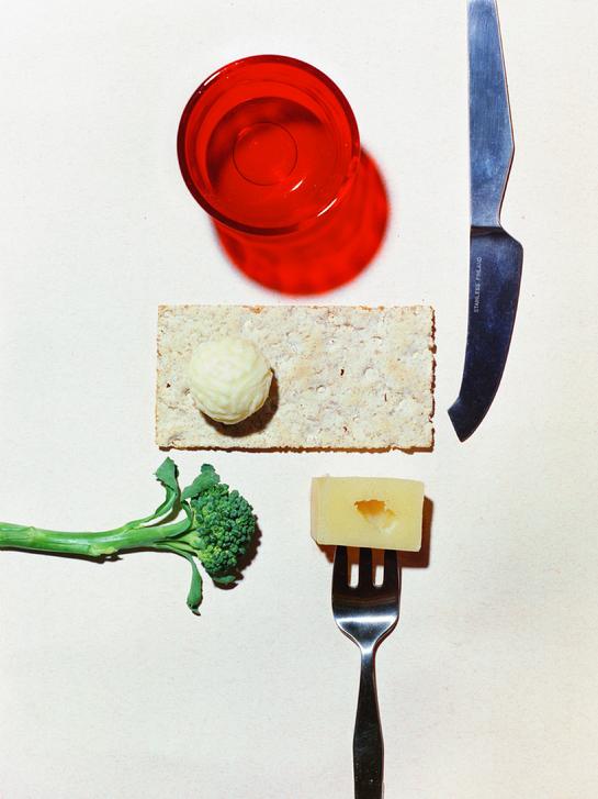 CLAIRE AHO © www.claireaho.com aho & soldan photo london paris photo colour photography stainless finland 1960 studio fork knife cheese red cup broccoli